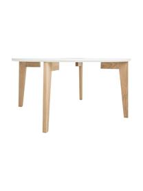 Tavolino da salotto rotondo stile nordico Lucas, Gambe: legno di quercia, Bianco, legno di quercia, Ø 90 x Alt. 42 cm