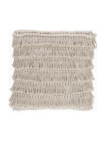 Boho Kissen Tallara, mit Inlett, Bezug: 100% recycelte Baumwolle, Hellbeige, 45 x 45 cm