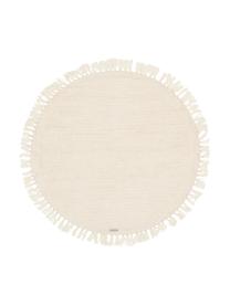 Rond wollen vloerkleed Alma in crème met franjes, Crèmekleurig, Ø 126 cm (maat M)