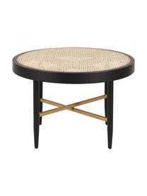 Mesa de centro con tejido vienés Exalt, Estructura: madera de roble maciza, p, Tablero: ratán, Negro, beige, Ø 60 x Al 39 cm