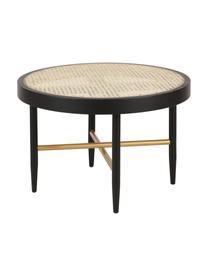 Couchtisch Exalt mit Wiener Geflecht, Gestell: Eichenholz, massiv, lacke, Tischplatte: Rattan, Schwarz, Beige, Ø 60 x H 39 cm