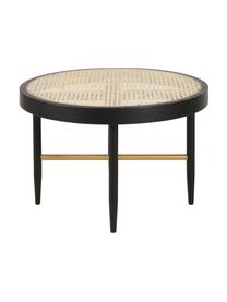 Mesa de centro con tejido vienés Exalt, Estructura: madera de roble maciza, p, Tablero: ratán, Negro, beige, Ø 60 x Al 39 cm