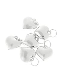 Llaveros Charm Heart, 6 uds., Metal, Plateado, Ø 2 x Al 3 cm