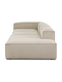 Chaise longue XL componibile in velluto a coste Lennon, Rivestimento: velluto a coste (92% poli, Struttura: legno di pino massiccio, , Piedini: plastica I piedini si tro, Velluto a coste beige chiaro, Larg. 357 x Prof. 119 cm, schienale a sinistra
