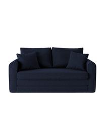 Sofa rozkładana Lido (2-osobowa), Tapicerka: poliester imitujący len D, Nogi: tworzywo sztuczne, Ciemny niebieski, S 158 x G 69 cm