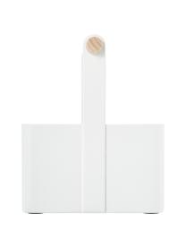Cestino Tosca, Scatola: acciaio verniciato, Manico: legno, Bianco, legno chiaro, Larg. 16 x Alt. 16 cm