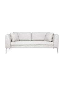 Sofa Emma (3-Sitzer), Bezug: Polyester 100.000 Scheuer, Gestell: Massives Kiefernholz, Füße: Metall, galvanisiert, Webstoff Cremeweiß, Füße Silber, B 227 x T 100 cm