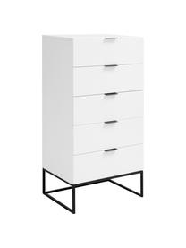 Weisses Highboard Kobe mit Schubladen, Korpus: Weiss, matt Gestell und Griffe: Schwarz, matt, 60 x 120 cm