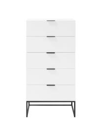 Weisses Highboard Kobe mit Schubladen, Korpus: Weiss, matt Gestell und Griffe: Schwarz, matt, 60 x 120 cm