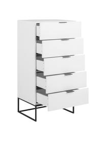 Weisses Highboard Kobe mit Schubladen, Korpus: Weiss, matt Gestell und Griffe: Schwarz, matt, 60 x 120 cm