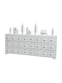 Calendrier de l'Avent blanc Snow, Bois, enduit, Blanc, gris, larg. 45 x haut. 28 cm