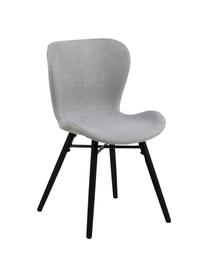 Chaise rembourrée scandinave gris Batilda, 2 pièces, Tissu gris clair, noir