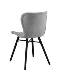 Chaise rembourrée scandinave gris Batilda, 2 pièces, Tissu gris clair, noir