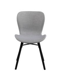 Chaise rembourrée scandinave gris Batilda, 2 pièces, Tissu gris clair, noir