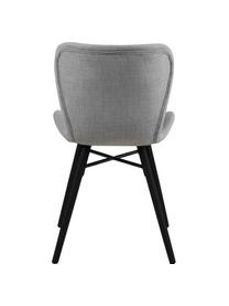 Chaise rembourrée scandinave gris Batilda, 2 pièces, Tissu gris clair, noir