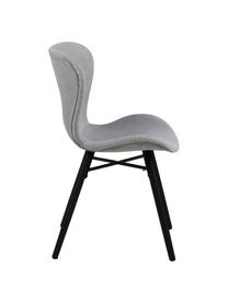 Chaise rembourrée scandinave gris Batilda, 2 pièces, Tissu gris clair, noir