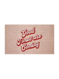 Felpudo Good Times, Parte superior: fibra de coco, Reverso: vinilo, Rosa, rojo, blanco, An 45 x L 75 cm