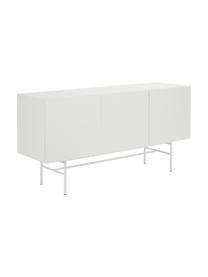 Modern dressoir Anders met 3 deuren in wit, Frame: gelakt MDF, Poten: gepoedercoat metaal, Wit, B 160 cm x H 80 cm