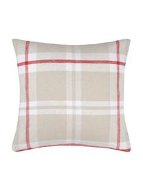 Housse de coussin 40x40 carreaux Granier, Beige, blanc, rouge