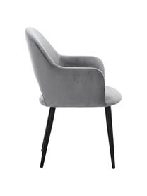 Krzesło z podłokietnikami z aksamitu Rachel, Tapicerka: aksamit (wysokiej jakości, Nogi: metal malowany proszkowo, Stalowoszary aksamit, S 56 x G 70 cm