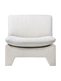 Poltroncina bouclè in tessuto bianco crema Karl, Rivestimento: 46% acrilico, 54% poliest, Struttura: legno, Bianco crema, Larg. 84 x Prof. 82 cm