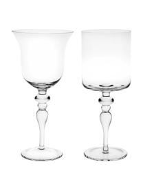 Ručně foukané sklenice na víno v různých tvarech Diseguale, 6 ks, Foukané sklo, Transparentní, Ø 8 cm, V 20 cm, 200 ml