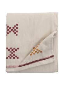 Mantel bordado Kelti, estilo étnico, Algodón, Blanco crudo, rojo, amarillo, De 6 a 8 comensales (An 160 x L 250 cm)