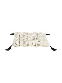 Cojín de asiento con borlas Hana, estilo boho, Funda: 100% algodón, Negro, An 40 x L 40 cm