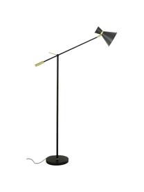 Retro leeslamp Audrey van metaal, Lampenkap: gepoedercoat metaal, Lampvoet: gepoedercoat metaal, Decoratie: vermessingd metaal, Goudkleurig, zwart, H 145cm