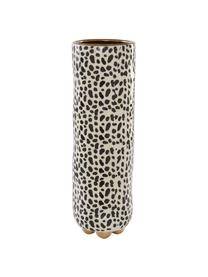 Vaso grande in ceramica dipinto a mano Fifi, Ceramica smaltata, Beige, nero, dorato, Ø 12 x Alt. 34 cm