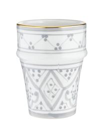 Taza artesanal Beldi, estilo marroquí, Cerámica, Gris claro, crema, oro, Ø 8 x Al 11 cm, 300 ml