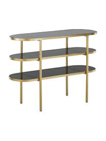 Gouden metalen sidetable Laura met glazen platen, Frame: gelakt metaal, Transparant, goudkleurig, B 116 x D 39 cm