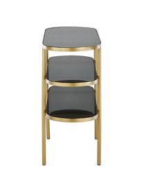 Gouden metalen sidetable Laura met glazen platen, Frame: gelakt metaal, Transparant, goudkleurig, B 116 x D 39 cm