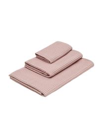 Set de toallas con estructura gofre Karima, 3 pzas., Rosa palo, Set de diferentes tamaños