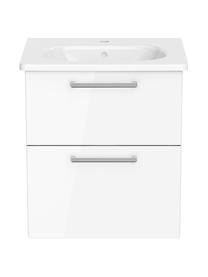 Lavabo con mobiletto Orna, Larg. 60 cm, Maniglie: alluminio rivestito, Bianco, Larg. 60 x Alt. 67 cm