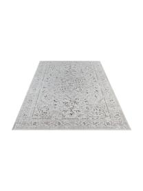 Tapis oriental blanc crème/gris foncé viscose à poils ras Machasi, 73 % viscose, 27 % acrylique chenille, Blanc crème, gris foncé, larg. 95 x long. 140 cm (taille XS)