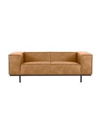 Leder-Sofa Abigail (2-Sitzer) in Braun mit Metall-Füßen, Bezug: Lederfaserstoff (70% Lede, Beine: Metall, lackiert, Leder Braun, B 190 x T 95 cm