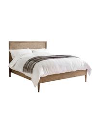 Houten bed Mustique met versierd hoofdeinde, Frame: essenhout, Essenhoutkleurig, 180 x 200 cm