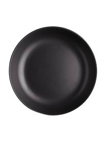 Platos hondos de gres Nordic Kitchen, 4 uds., Gres, Negro mate, Ø 20 cm