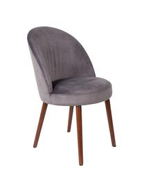 Fluwelen stoel Barbara, Bekleding: 100% polyester fluweel, Poten: gelakt beukenhout, Bekleding: grijs.  Poten: walnootbruin, 51 x 86 cm