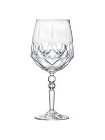 Copas de vino blanco de cristal con relieve Calicia, 6 uds., Cristal Luxion, Transparente, Ø 10 x Al 24 cm