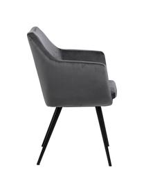 Sametová židle s područkami Nora, Tmavě šedá, černá