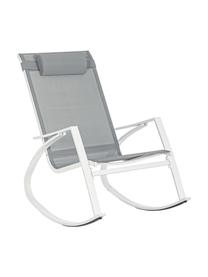 Fotel bujany z regulowanym zagłówkiem Demid, Stelaż: stal fosforanowana i malo, Tapicerka: tkanina, Biały, S 95 x G 61 cm