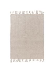 Plaid Mysa met franjes, 100% acryl, Beige, B 120 x L 150 cm