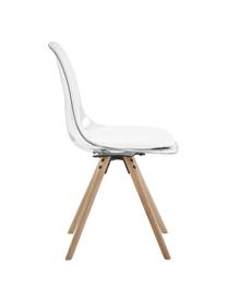 Chaise en plastique Henning, 2 pièces, Blanc, transparent, bois de chêne