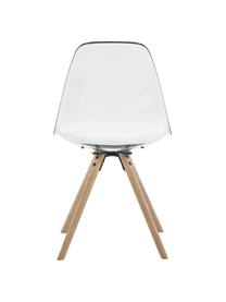 Chaise en plastique Henning, 2 pièces, Blanc, transparent, bois de chêne