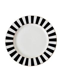 Plato postre Stripy, Porcelana, Negro, blanco, Ø 19 cm