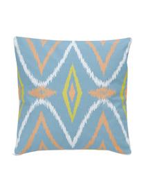Oboustranný povlak na polštář v boho stylu s grafickým vzorem Azura, 100 % bavlna, certifikace GOTS, Oranžová, modrá, 45 x 45 cm