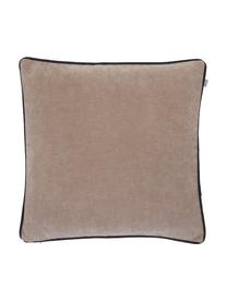 Housse de coussin 50x50 avec bordure passepoillée Oliver, 100 % polyester, Beige, noir, larg. 50 x long. 50 cm