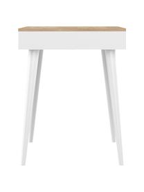 Scrivania stile nordico con cassetto Horizon, Piano d'appoggio: Truciolato, melaminico in, Gambe: Legno di faggio, massicci, Legno di quercia, bianco, Larg. 134 x Prof. 59 cm